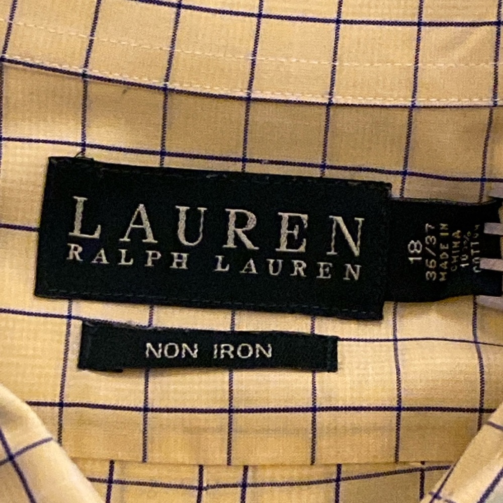 LAUREN RALPH LAUREN Shirt Mens XXL  18 36/37 Button Down Long Sleeve NON IRON